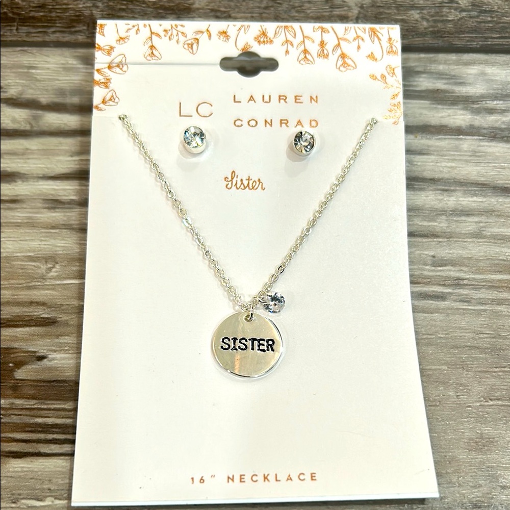 NEW! LC Lauren Conrad Silver Sister Pendant Necklace